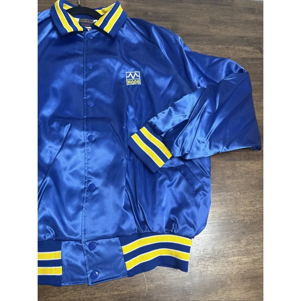 Vintage MOOG Satin Bomber Jacket Mens XL Blue & Yellow Hilton Activewear New NOS